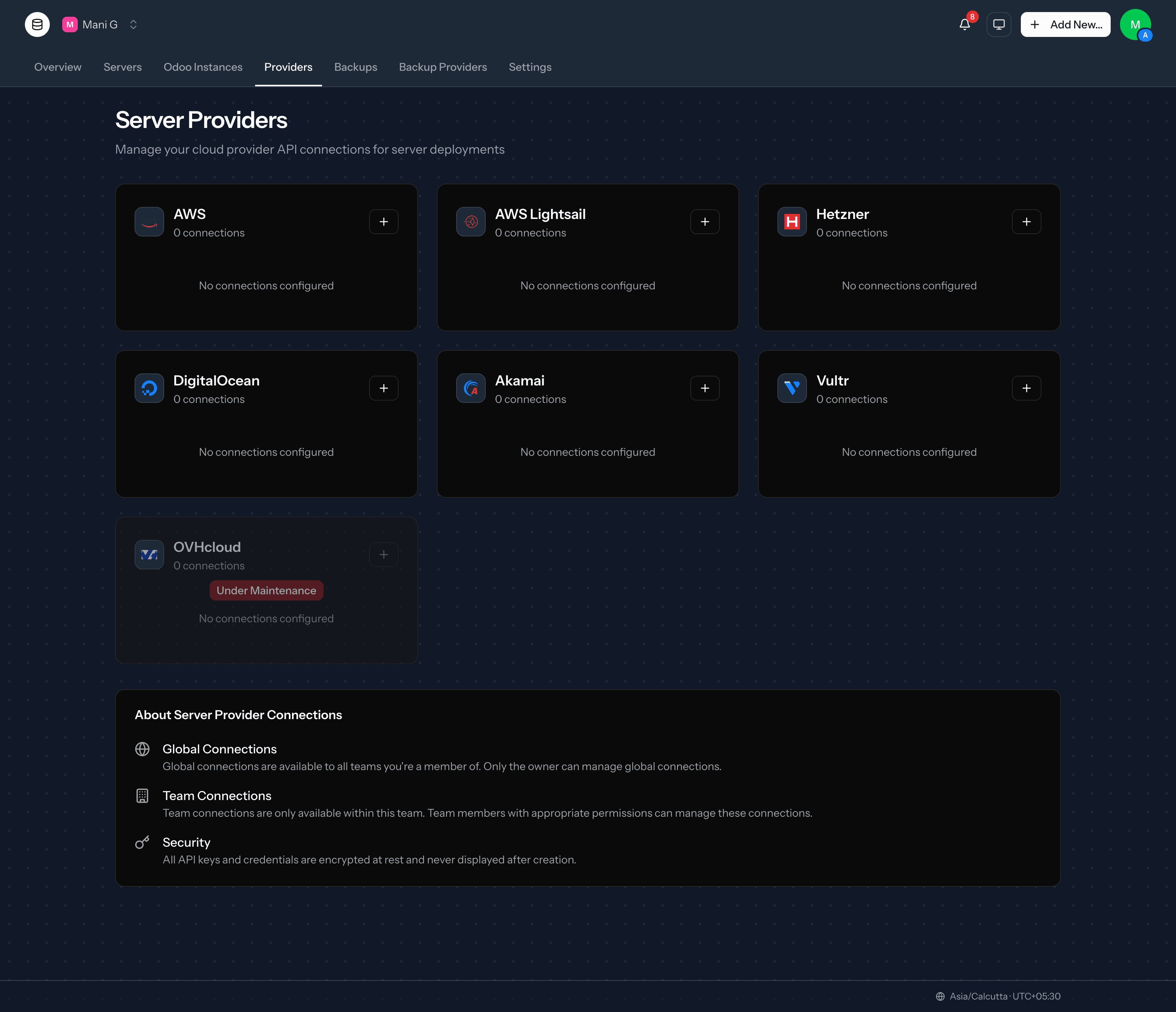 DeployERP server providers grid showing supported cloud providers